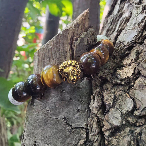HOWLITE AND TIGER EYE (WITH GOLD LION)